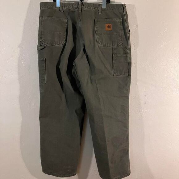Vintage Y2K Carhartt Canvas‎ Green Carpenter Pants B11 MOS - Picture 3 of 7